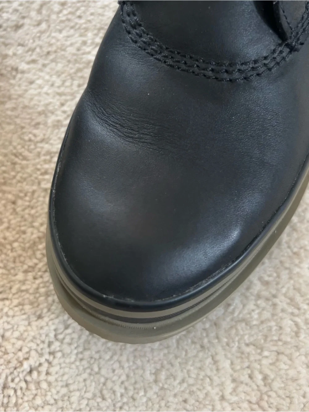 Sorel Lennox Street Black Leather Lace-Up Winter Boots with Sage Sole